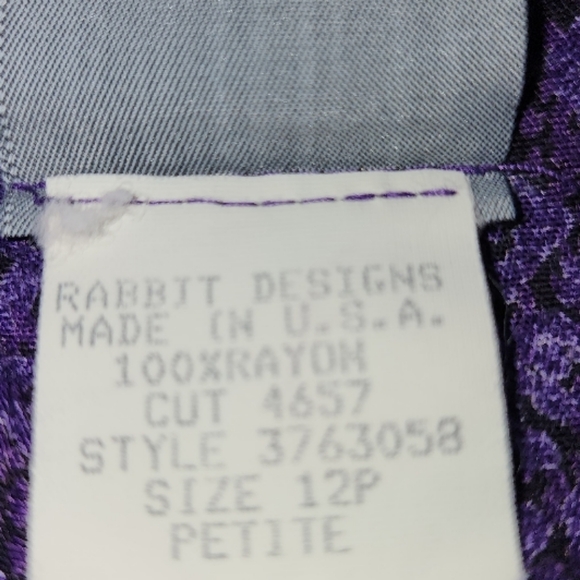 Rabbit Rabbit Rabbit Vintage Purple Rayon Sleeveless Midi Dress - Picture 4 of 8